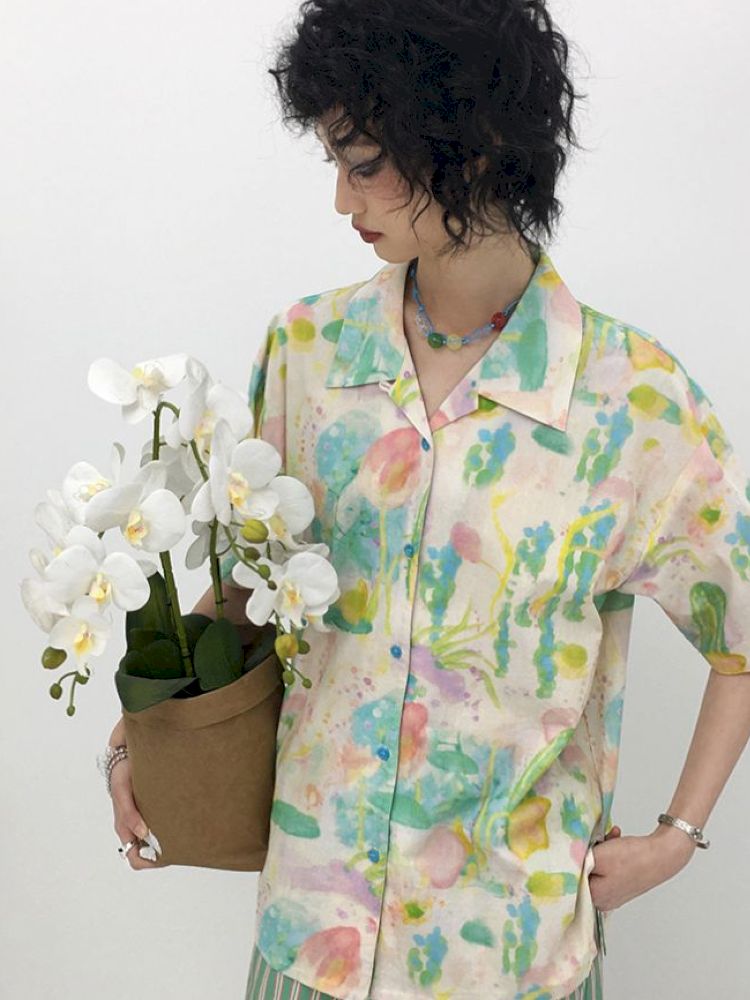 Full-print short-sleeved shirt【s0000012951】