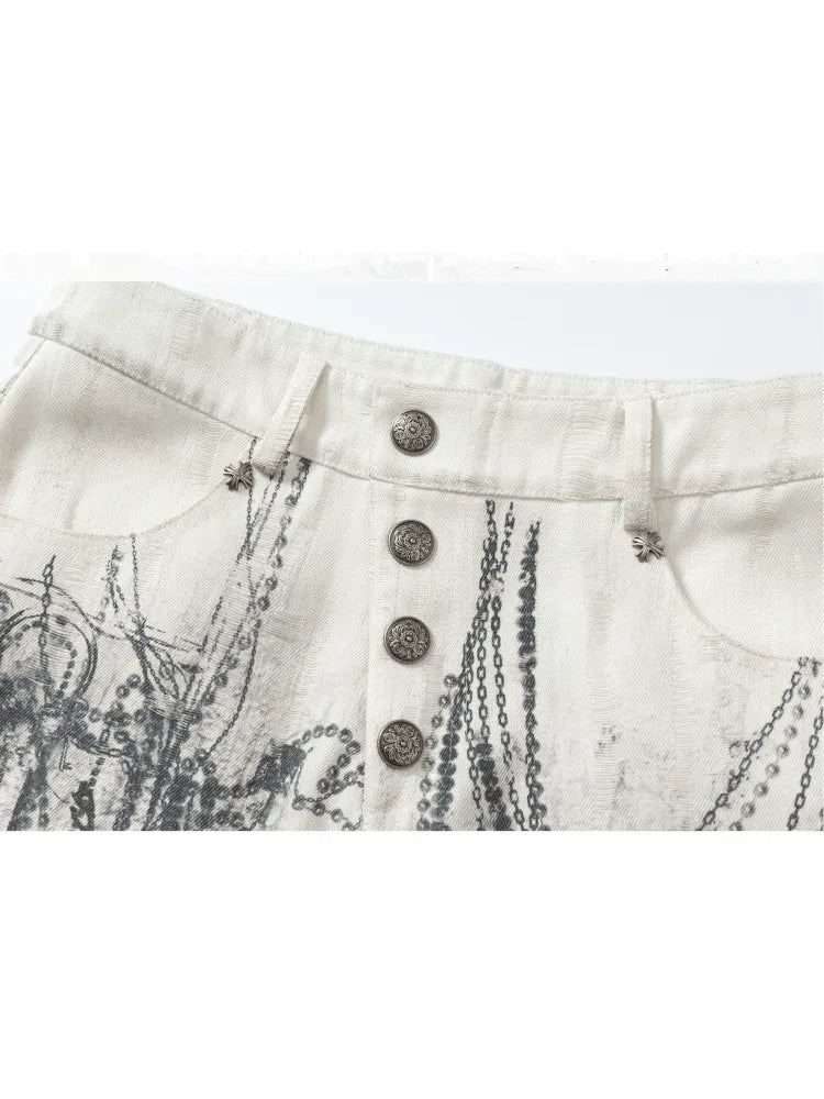 Denim Distressed Wide-Leg Pants【s0000013949】