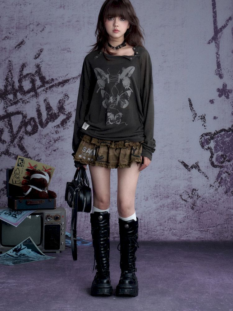 Elastic Waist Camouflage Cake Skirt【s0000013366】