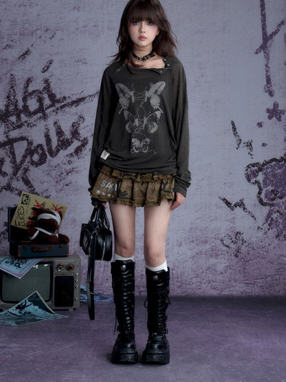 Elastic Waist Camouflage Cake Skirt【s0000013366】