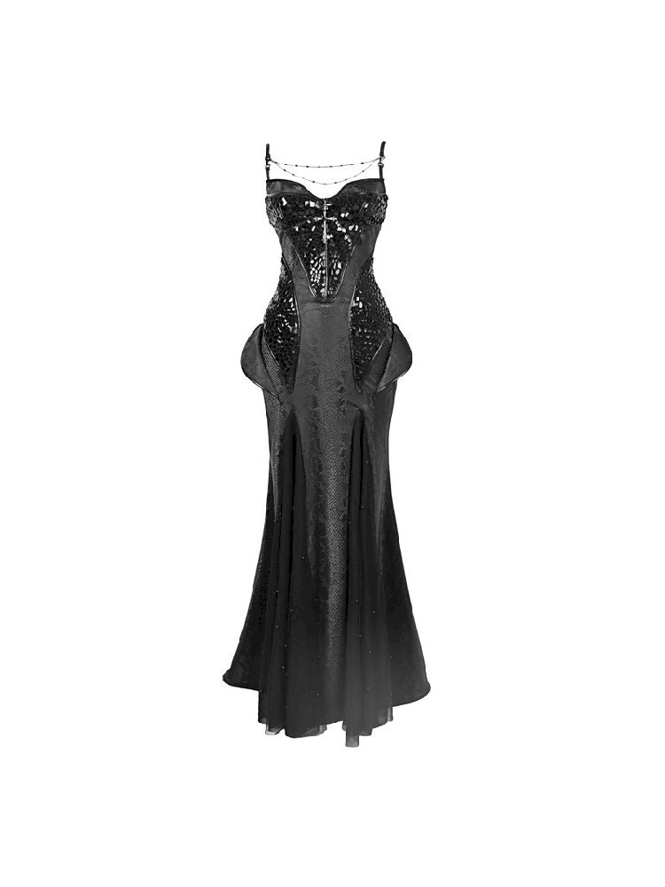 Stretch Slim Gothic Halter Dress【s0000011159】