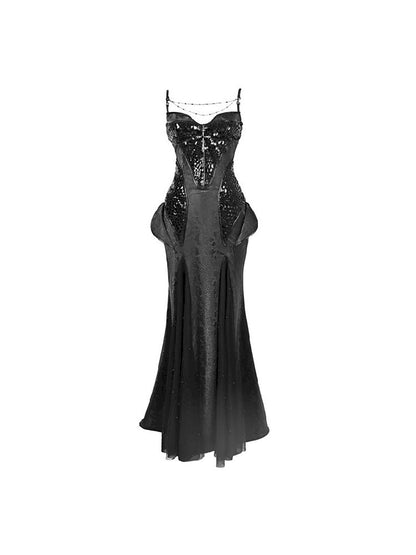 Stretch Slim Gothic Halter Dress【s0000011159】