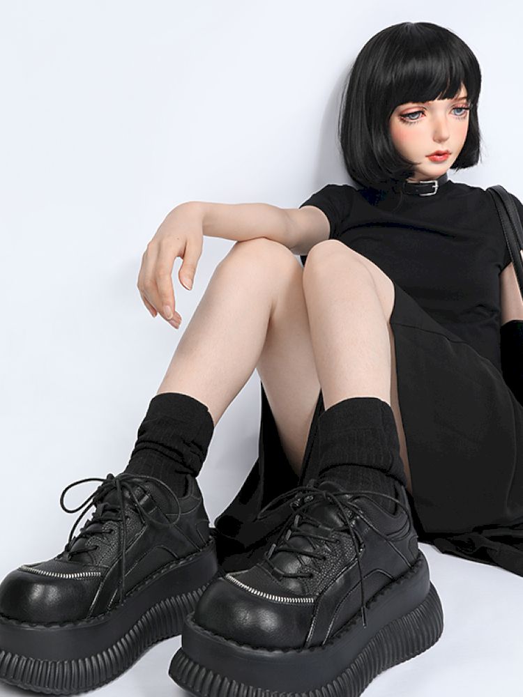 Gothic subculture lace up thick bottom shoes【s0000013710】