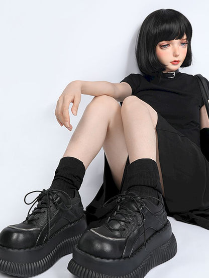 Gothic subculture lace up thick bottom shoes【s0000013710】