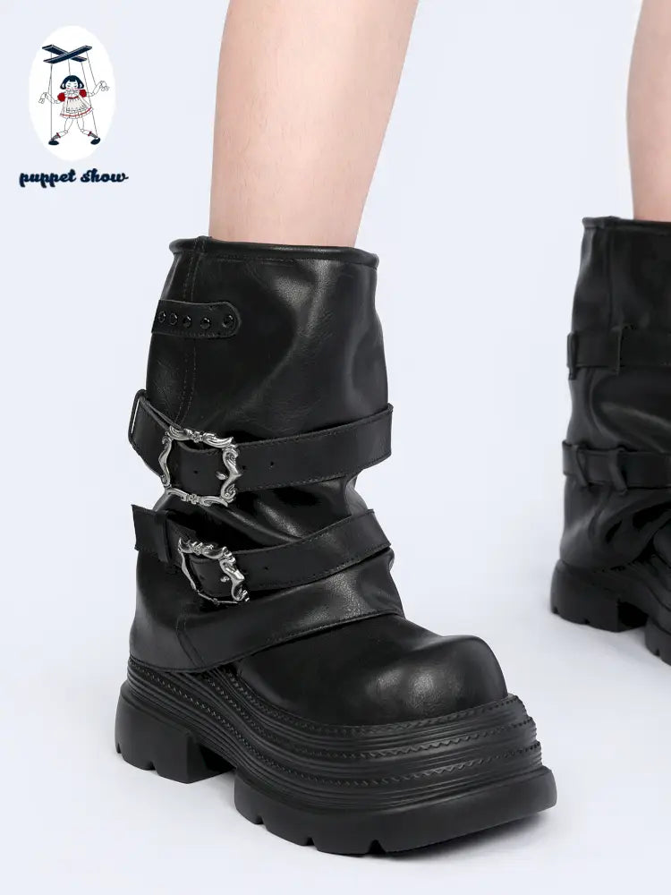 Thick Sole Mid-Calf Western Boots【s0000014186】