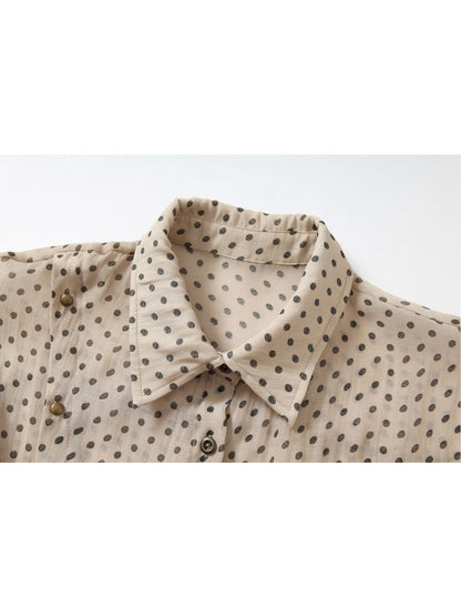 Polka dot plaid sun loose shirt【s0000012622】