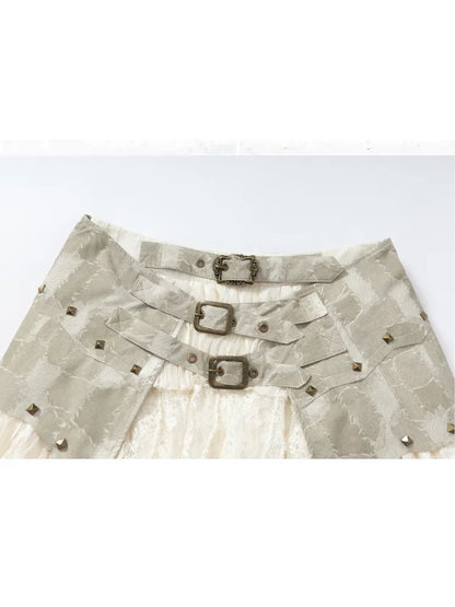 Asymmetrical multi-layer lace skirt【s0000013955】