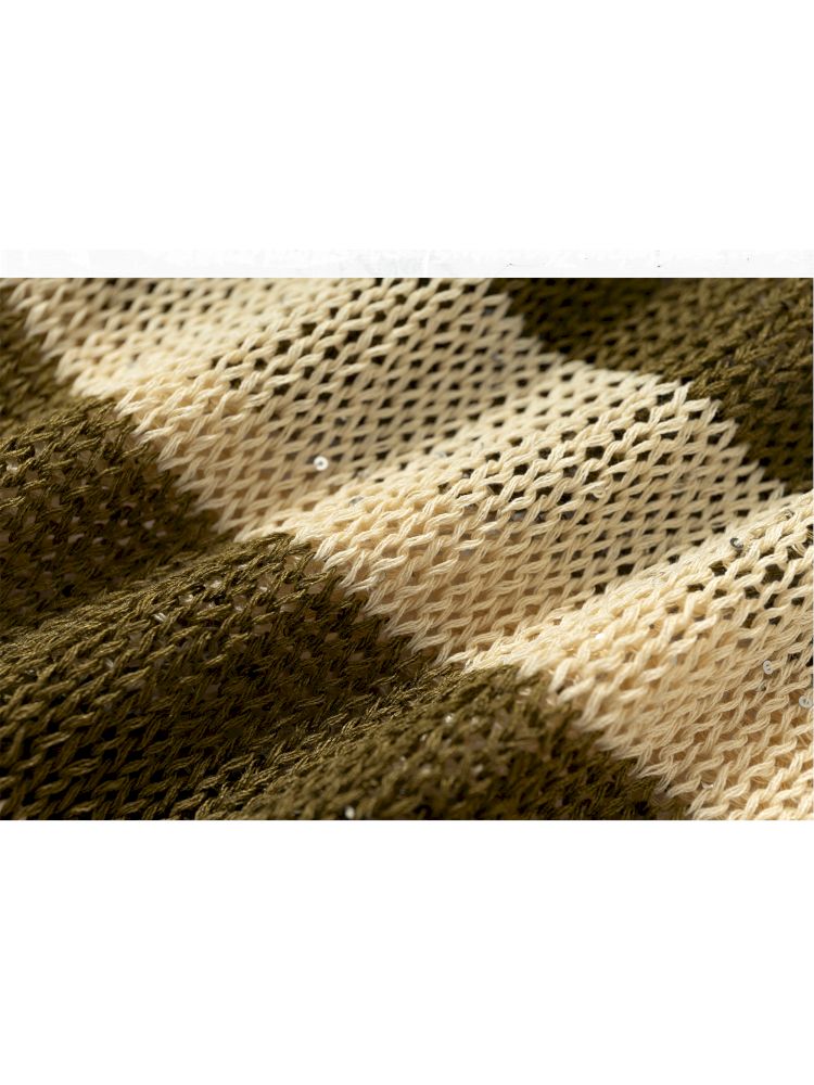 Striped knit loose bat-sleeve sunscreen hoodie【s0000012319】