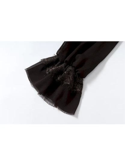 Court-Style Lace Chiffon Shirt【s0000013948】