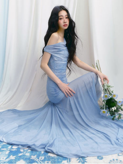 Tansparent a-line tulle dress【s0000012149】