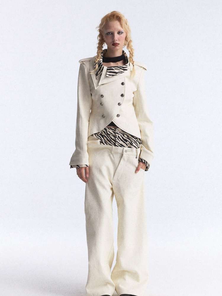 Irregular Zebra Wide Leather Pant【s0000015392】