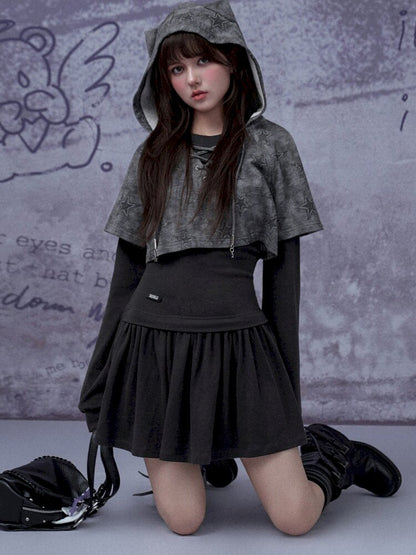 Gray Star Cat Ear Two-Piece Dress【s0000015441】