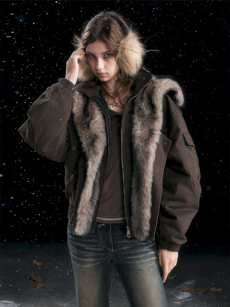 Vintage Distressed Flying Padded Jacket【s0000014673】