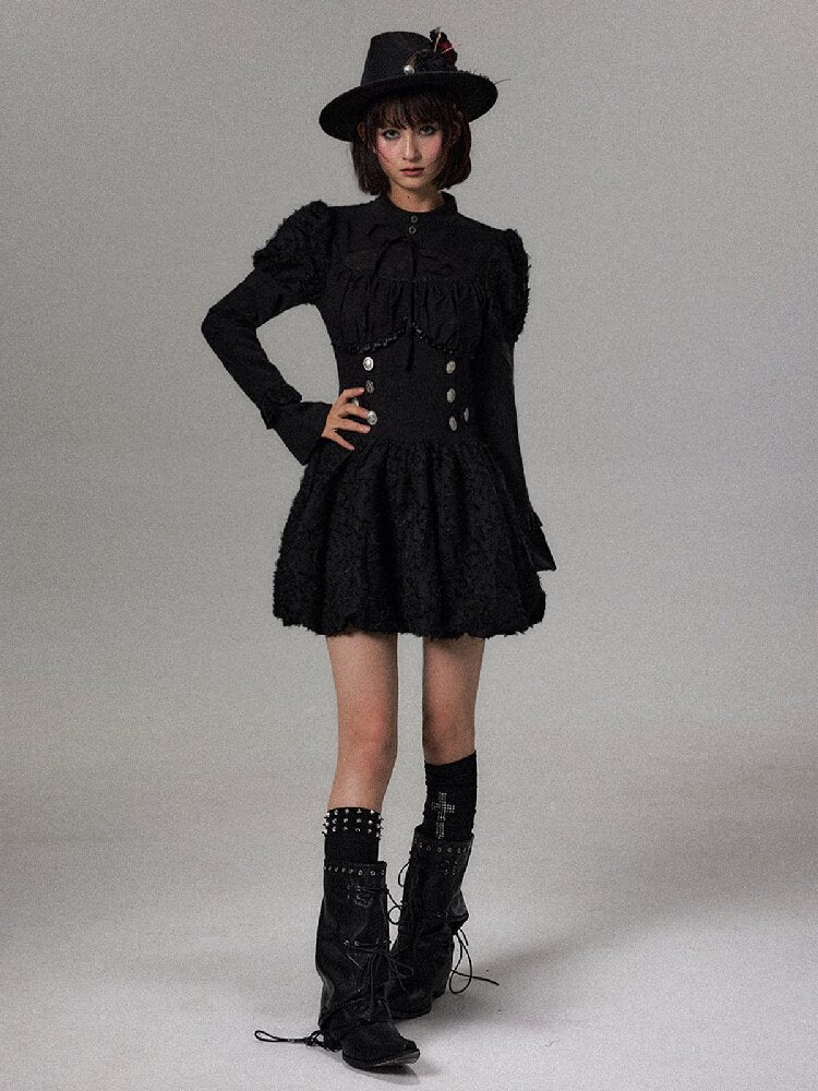 Sleeve Waist Cinching A Line Dress【s0000018489】