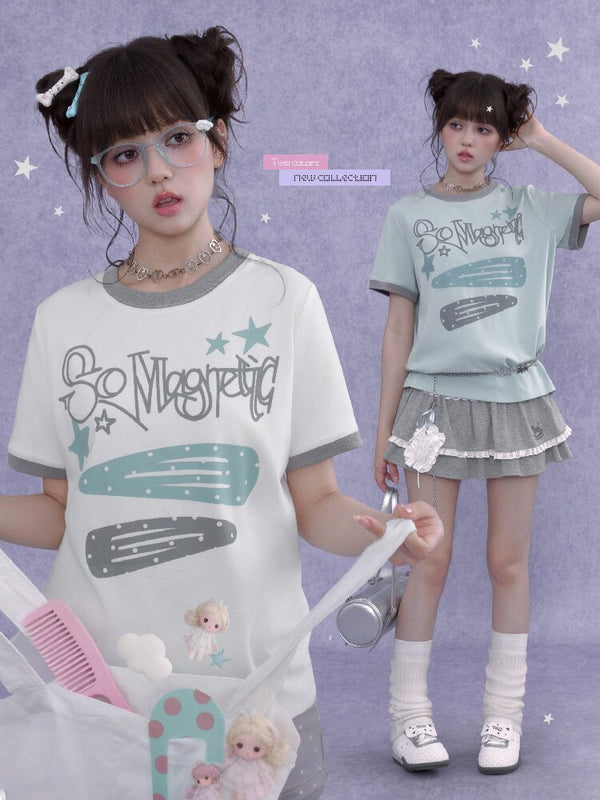 Print Crew Neck Short Sleeve T-Shirt【s0000016646】