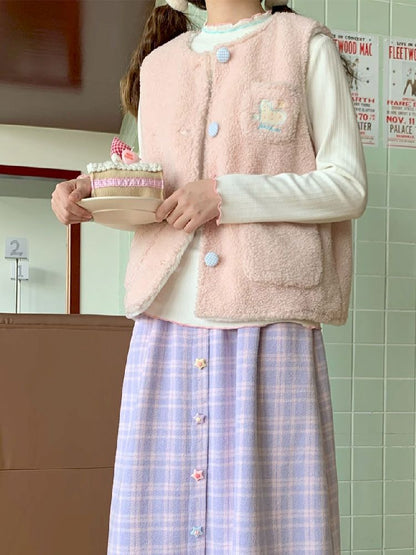 Purple Pink Plaid Peplum A-line Skirt【s0000005256】