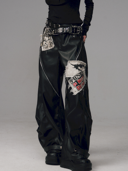 Studded Loose Curved-Leg Pants【s0000014455】