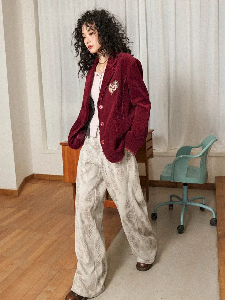 Retro British-Style Corduroy Embroidered Blazer【s0000013998】