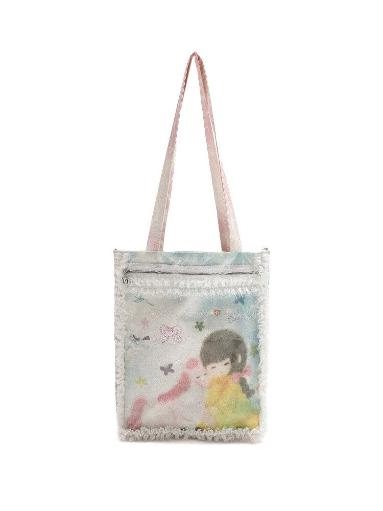 PVC Printed Illustration Girl Bag【s0000017449】