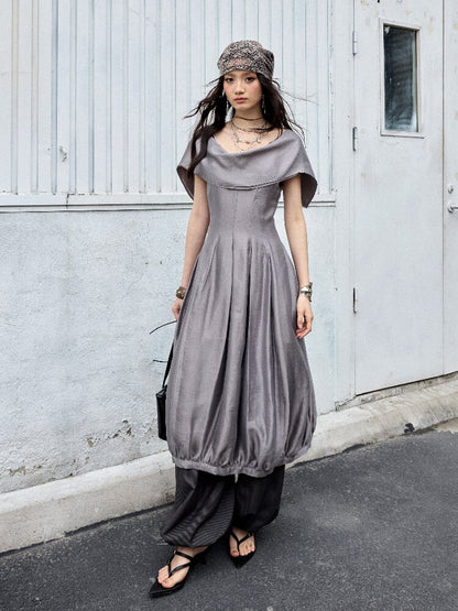 Modern Retro Glossy Balloon Dress【s0000016869】