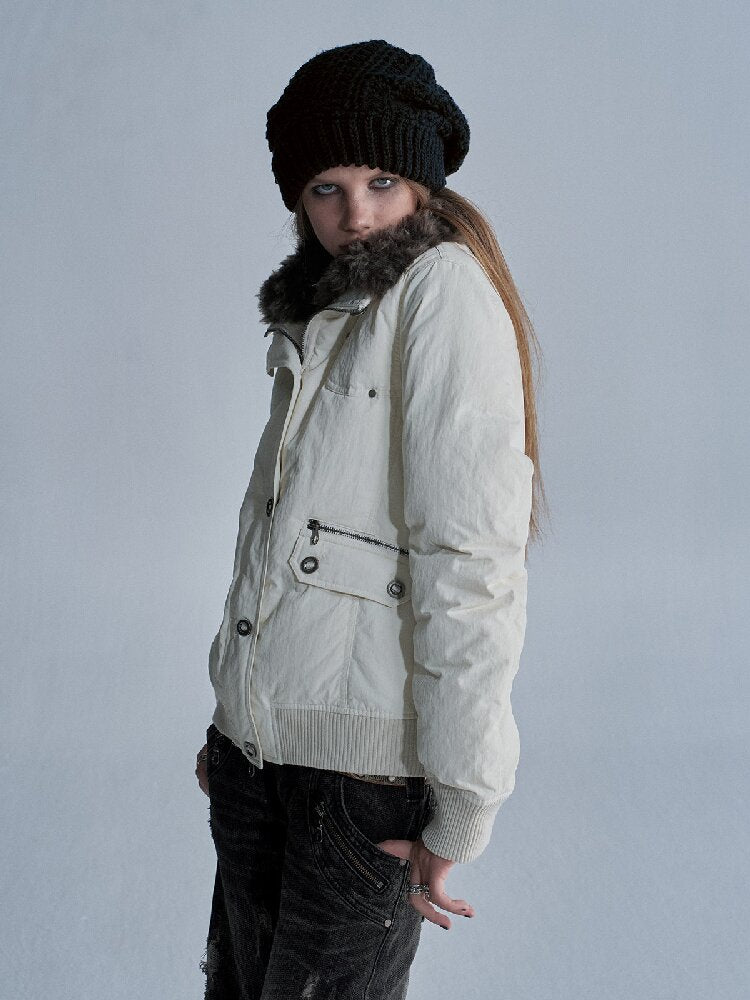 Studded Wool Collar Down Jacket【s0000019092】