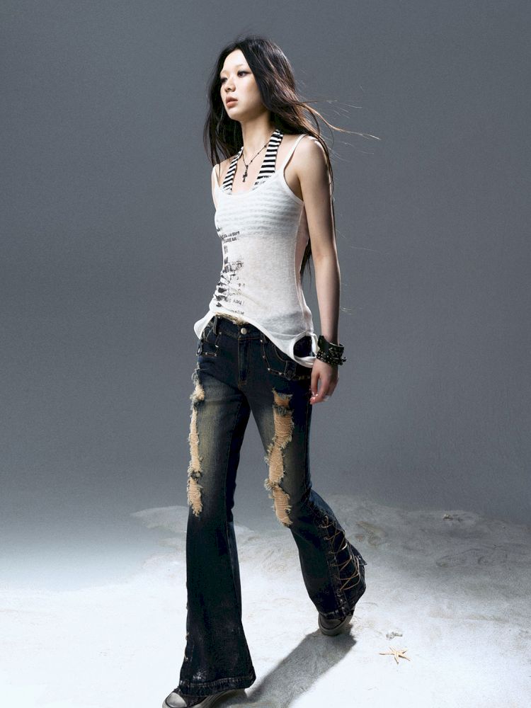 Overlay neck camisole undershirt【s0000012643】