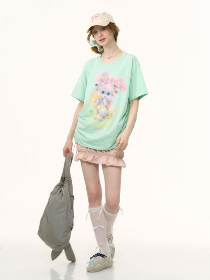 Rabbit Print Loose Tops【s0000012244】