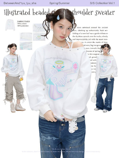 White Star Bead Shoulder Sweatshirt【s0000016384】