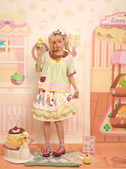 Apron Lace Plaid Vintage Half Skirt【s0000013348】