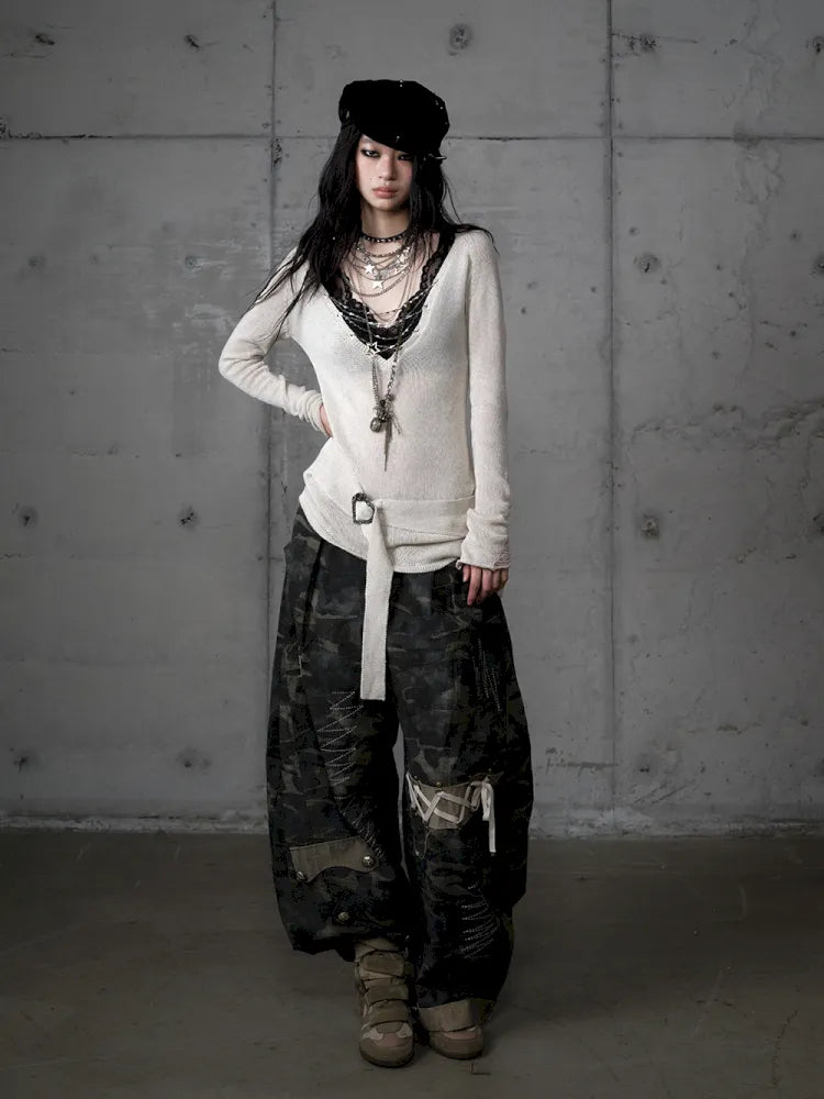 Embroidered Camo Pants【s0000014116】