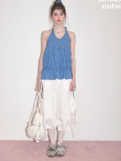 American Vintage Plaid Halter Top【s0000017751】