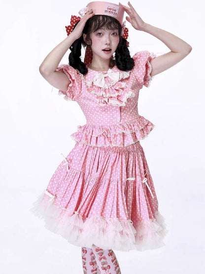 Polka Dot Short Sleeve Top【s0000012186】