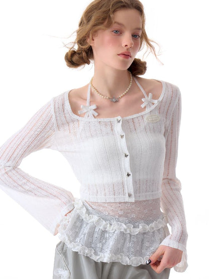 Short White Hollow Thin Jacket【s0000011679】