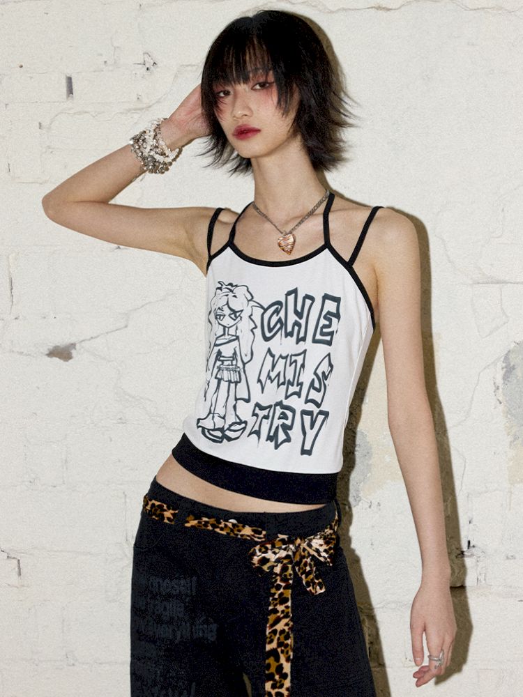 Fake two-piece manga camisole【s0000012425】