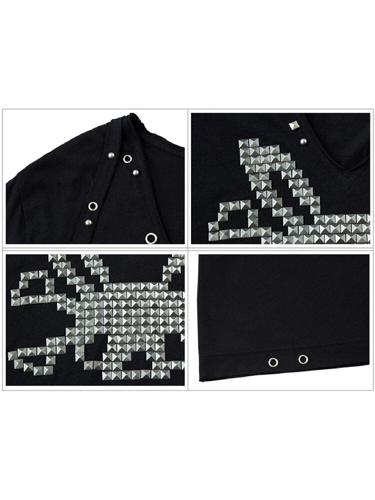 Studded Rabbit Skull Pleated Top【s0000016489】