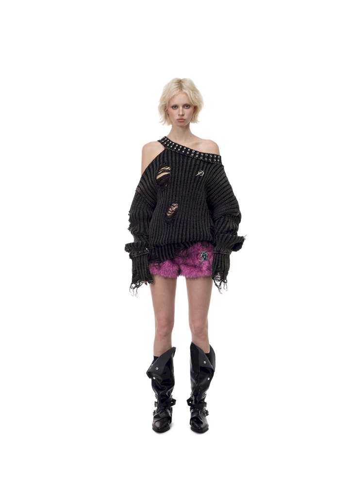 Rivet Destruction Rock Knit Sweater【s0000015119】