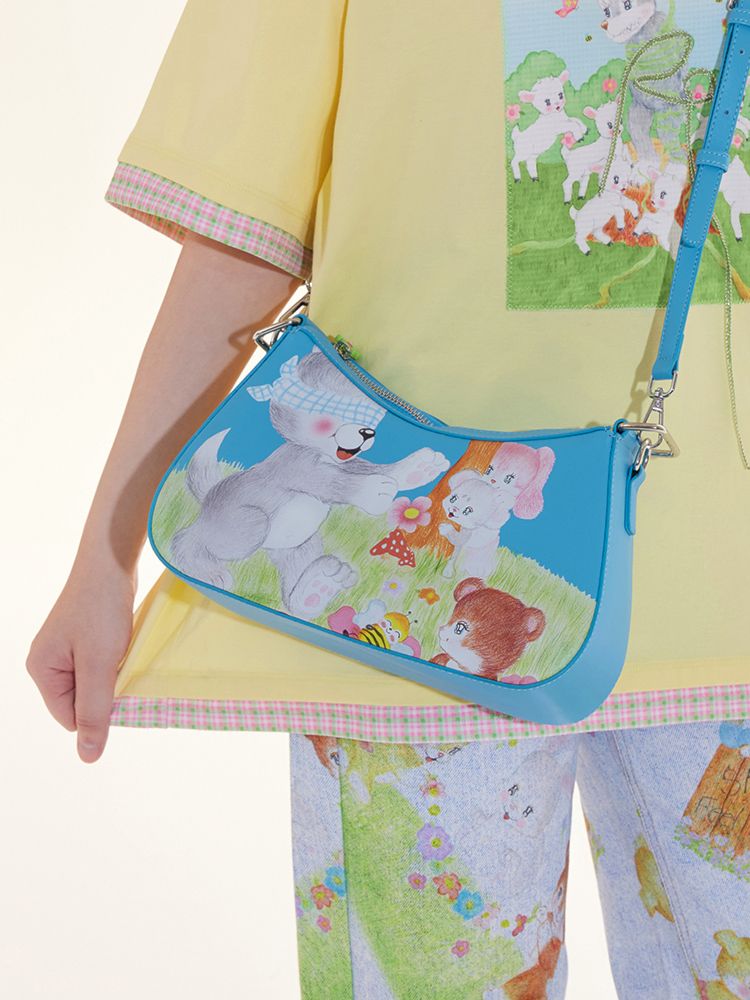 Hundred Illustration Shoulder Crossbody Bag【s0000009783】