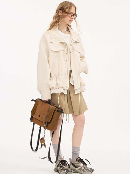 Stand-up Collar Drawstring Hem【s0000015415】