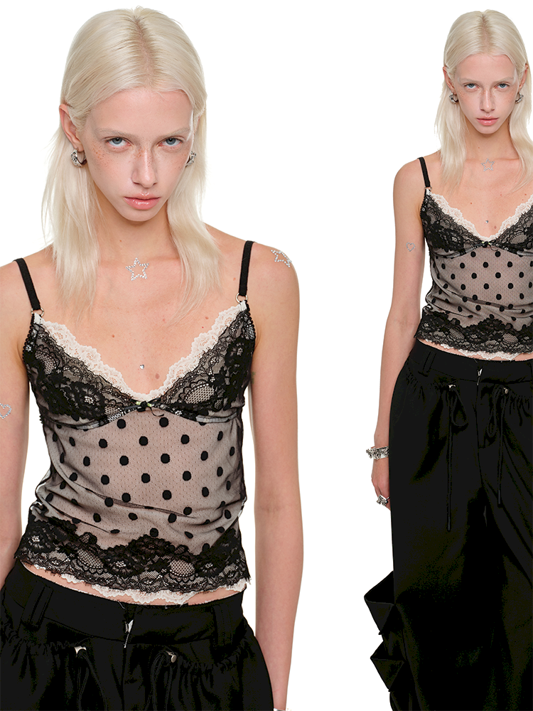Double Layer Polka Dot Lace Inner Tops【s0000011587】