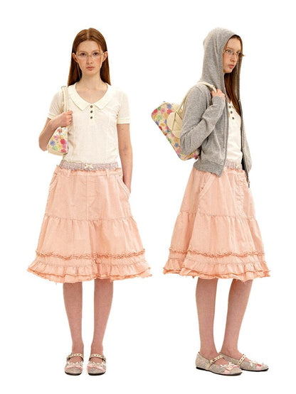 Fake Paneled Ruffled A-line Skirt【s0000016100】
