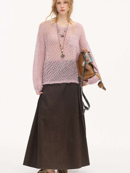 Diagonal Openwork Beaded Knitwear【s0000015405】
