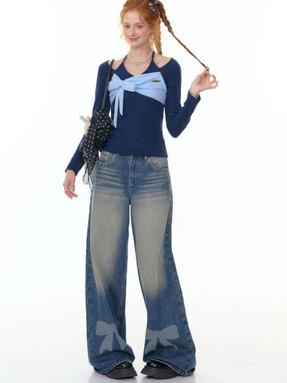 Halter Neck Long Sleeve Knit Sweater【s0000014358】