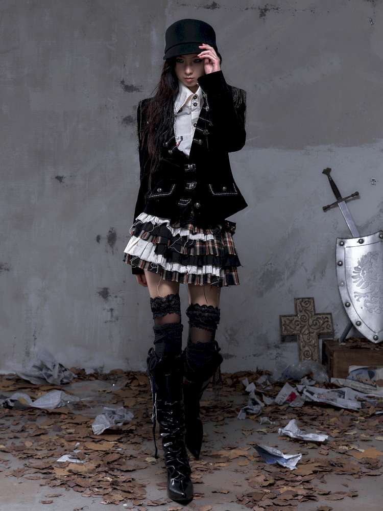 Heavy-Duty Plaid Tiered Skirt【s0000014477】