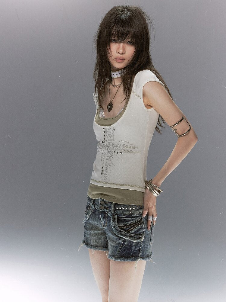 Party By The Sea Rivet Denim Shorts【s0000017042】