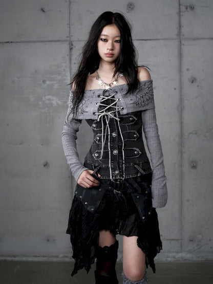 Asymmetrical multi-layer lace skirt【s0000013955】