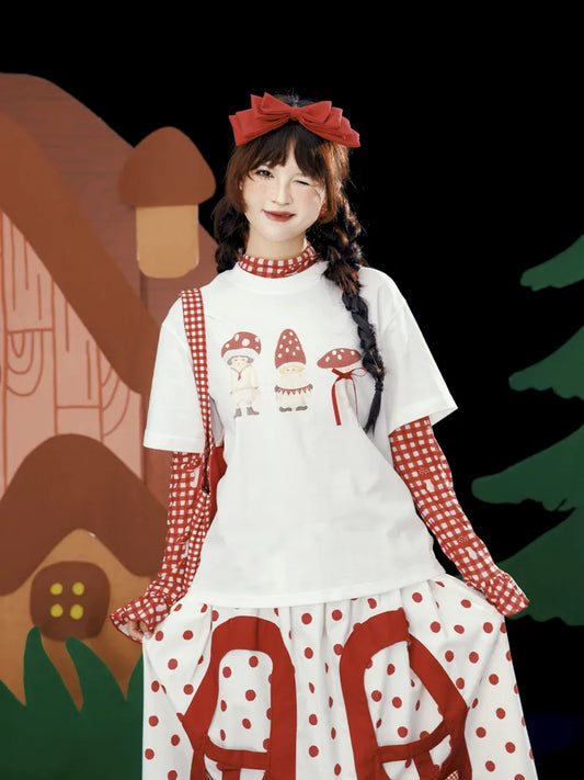 Bow Tie Versatile White Short-Sleeve T-Shirt【s0000013931】