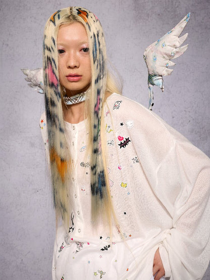 Plaid Floral Lace Angel Wing【s0000019133】