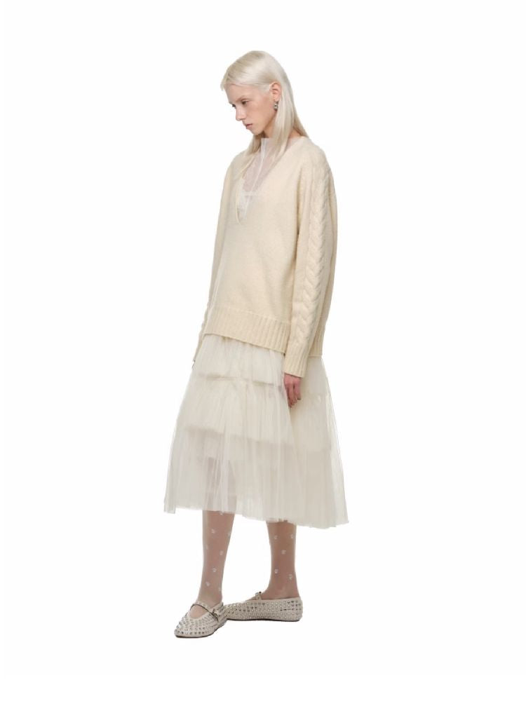 Deep V-Neck Loose Sweater【s0000011585】
