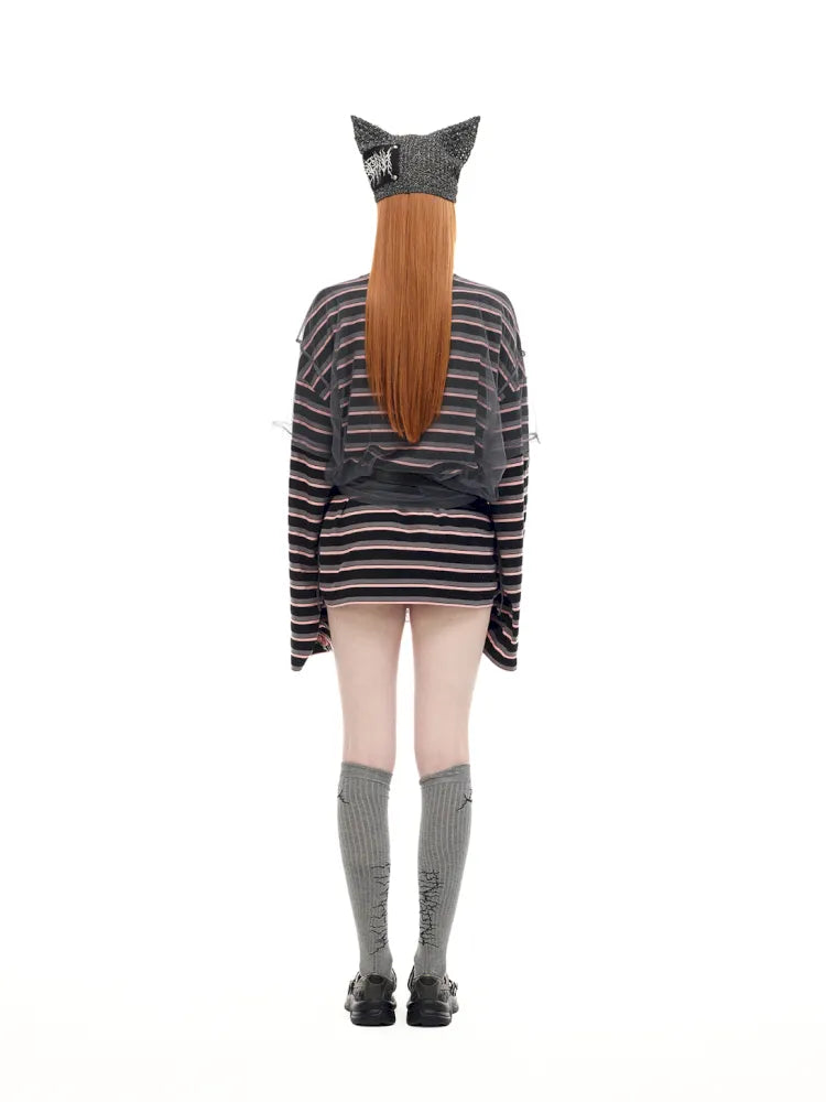 Cat-Eared Concept Little Devil Hole-Pattern Beanie【s0000014010】