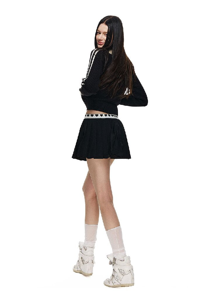 Love Waist Pleated A-Line Skirt【s0000015855】